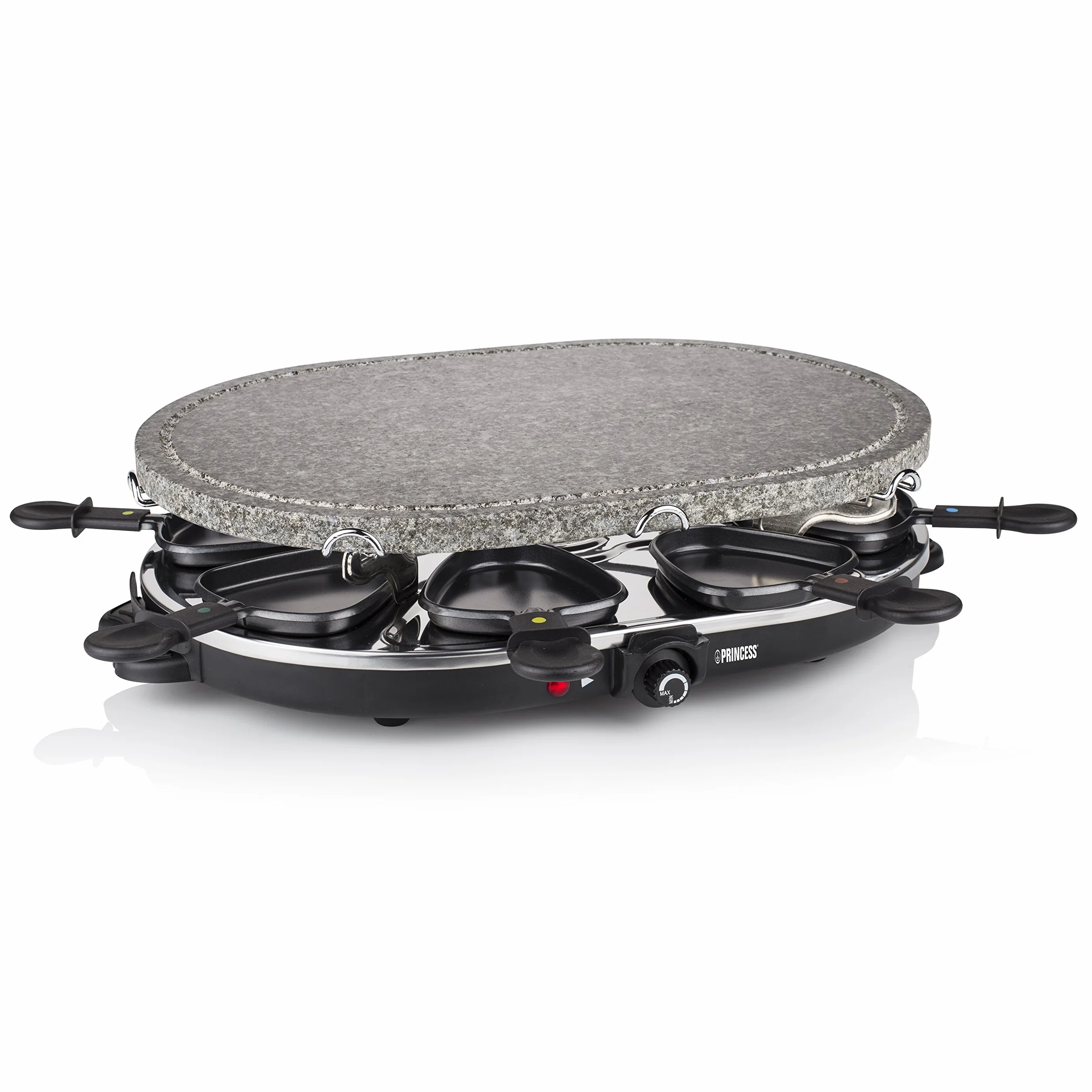 Princess Owalny Grill Do Raclette 1200 W Regulowany Termostat Dla 8 Osób Patelnia z Powłoką Zapobiegającą Przywieraniu