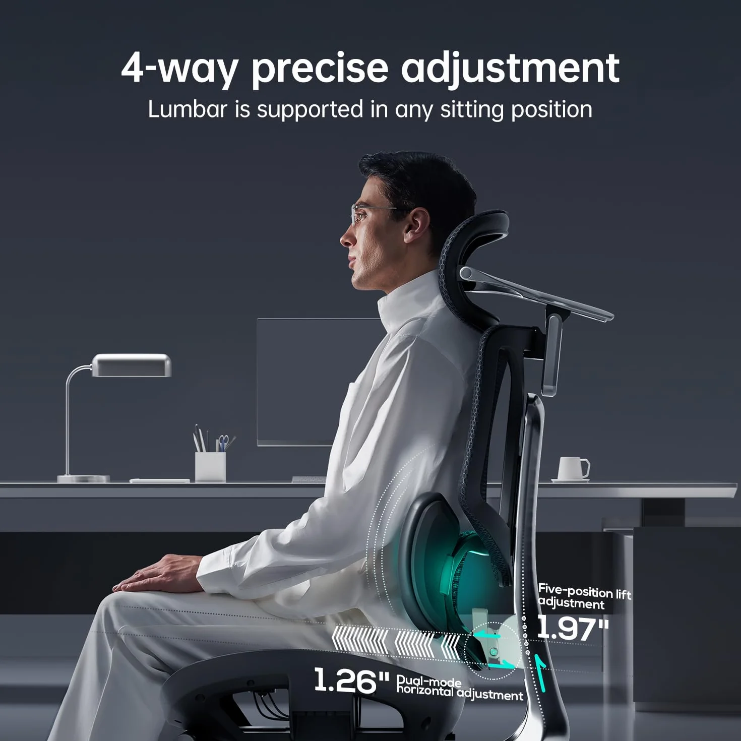 Hbada E3 Ultra Ergonomiczny Fotel Biurowy - Dynamiczne 3-Strefowe Wsparcie Lędźwiowe, Mechaniczne Podłokietniki 360°, Regulowany Zagłówek 4D, Wysokiej Jakości Siatka Mesh, Czarny