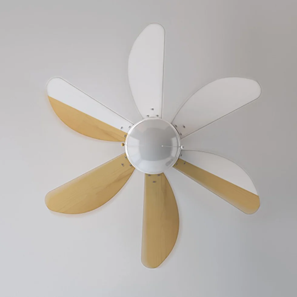 Cecotec Wentylator sufitowy EnergySilence Aero 350, 50 W, 81 cm, 6 łopatek, 3 prędkości, funkcja zimowa, biały/drewno