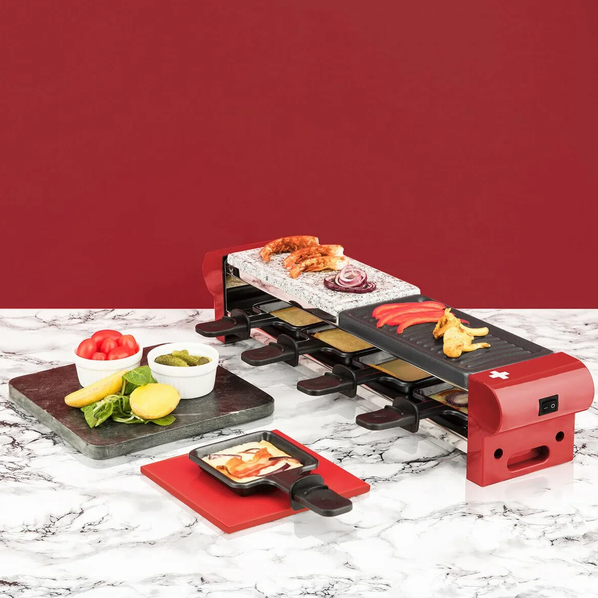 H.Koenig RP4 Raclette Grill Kamienny Płyta Grillowa 600 W Czerwony