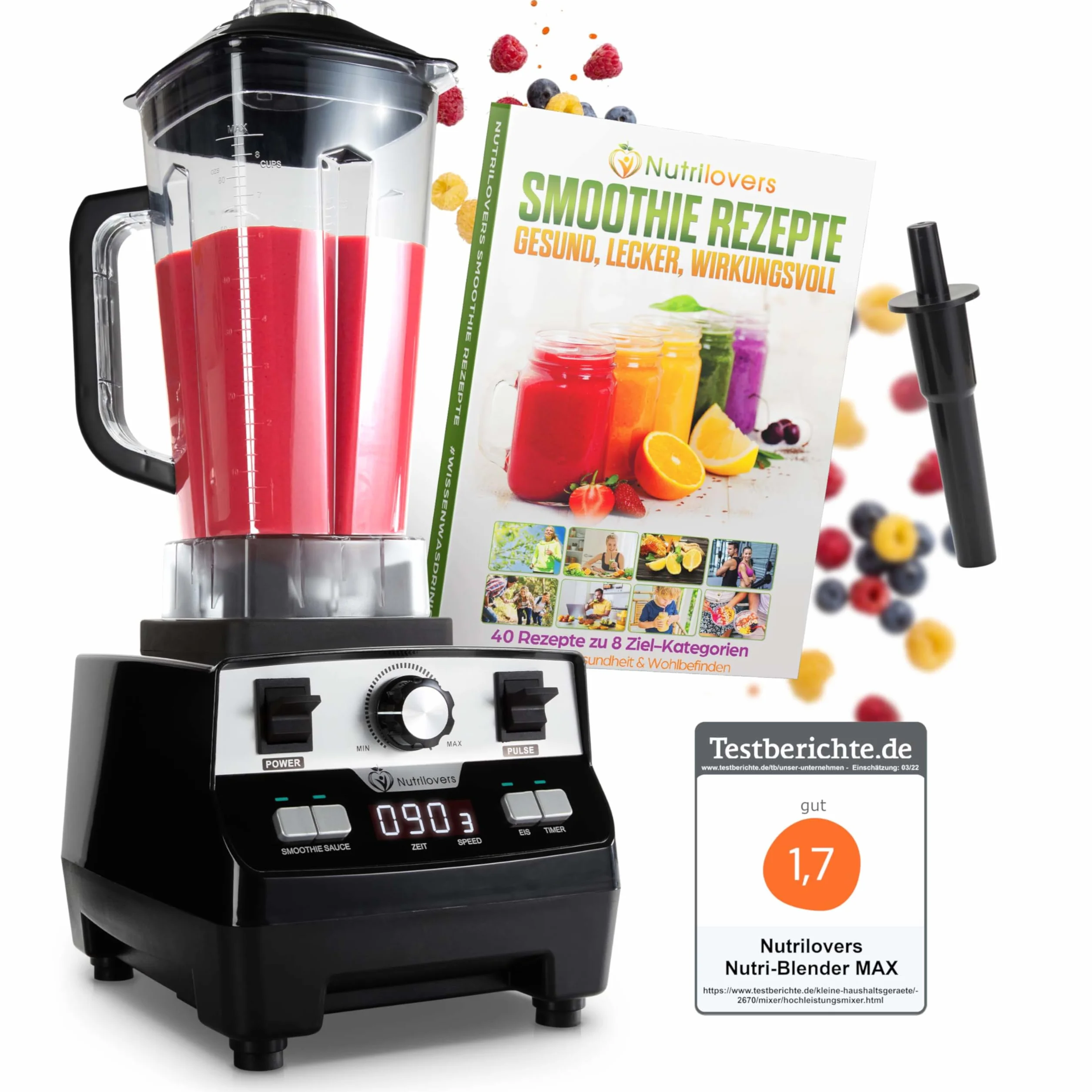 NUTRI-BLENDER MAX Mikser Stojący 2000 W 2 l Tritan Bez BPA 9 Stopni Cyfrowy Timer