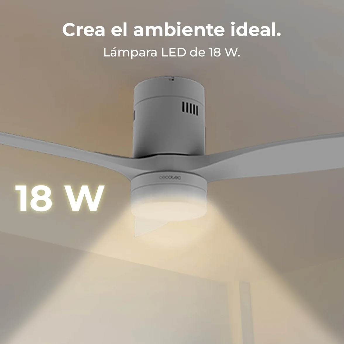 Cecotec Energysilence Aero 5600 Classic biały wentylator sufitowy LED 40 W, silnik prądu stałego, średnica 132 cm, 3 łopatki, LED 18 W, timer, 6 prędkości, pilot zdalnego sterowania, funkcja lato/zima