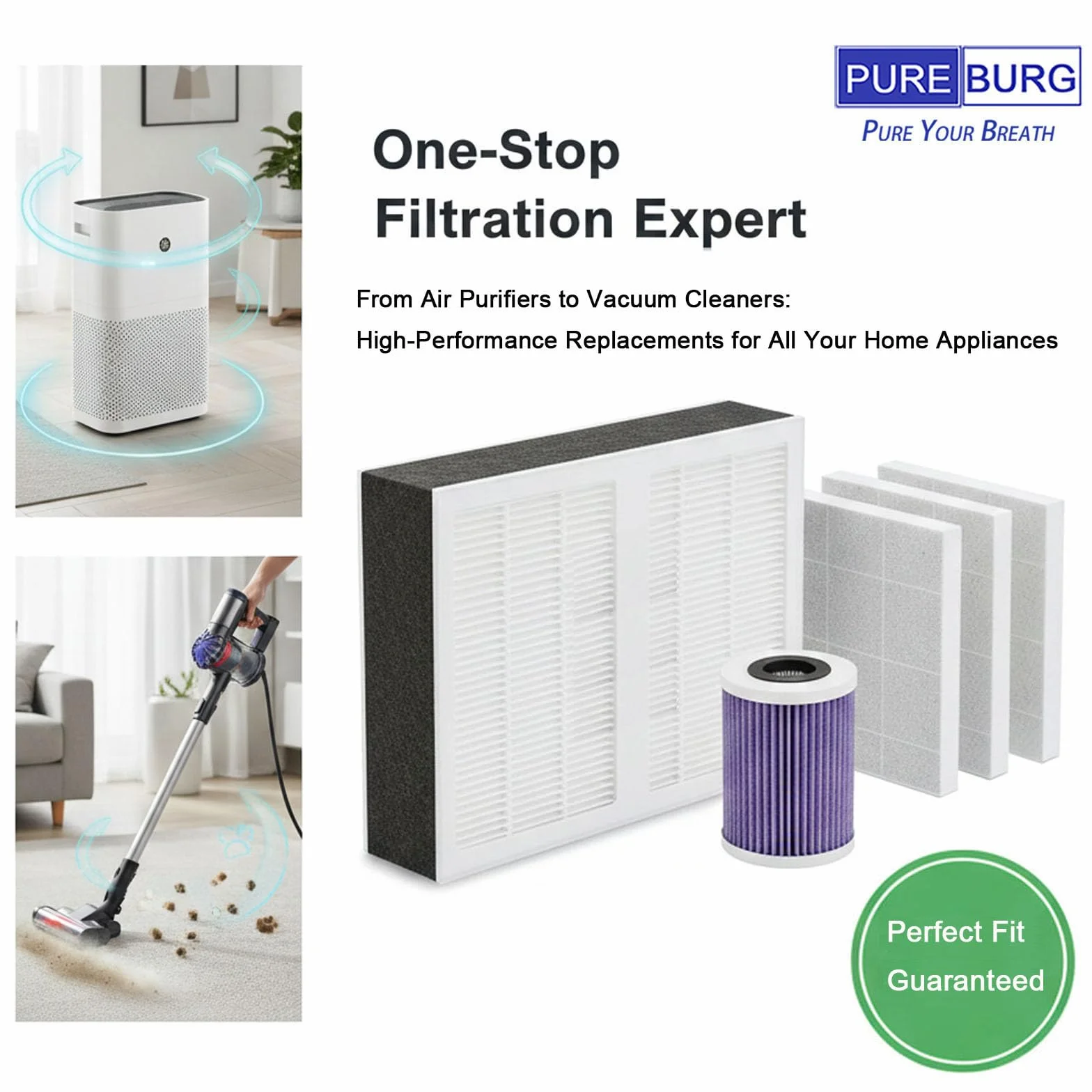 PUREBURG Premium H14 HEPA i filtr z węglem aktywnym, zapasowy filtr kompatybilny z VENTA AP902, AH902, LP60, LP60 WiFi, oczyszczacz powietrza LPH60 WiFi, 2 sztuki