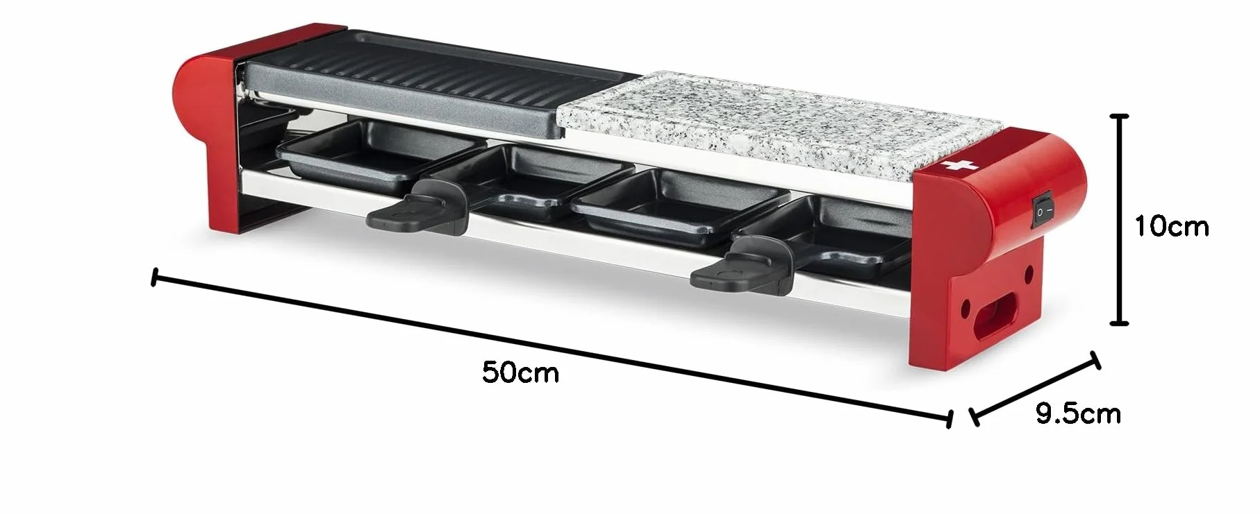 H.Koenig RP4 Raclette Grill Kamienny Płyta Grillowa 600 W Czerwony