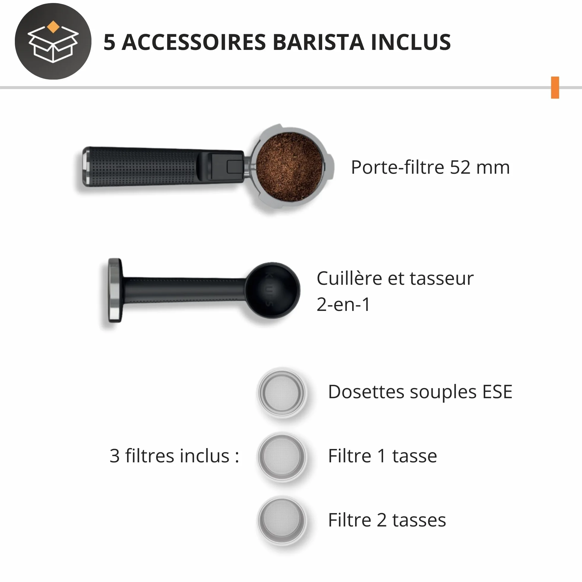 Krups XP444G Virtuoso+ ekspres do espresso | ciśnienie pompy 15 bar | 3 filtry kremowe | dysza pary ze stali nierdzewnej | intuicyjny panel sterowania | pokrętło | w zestawie łyżeczka dozująca/ubijak