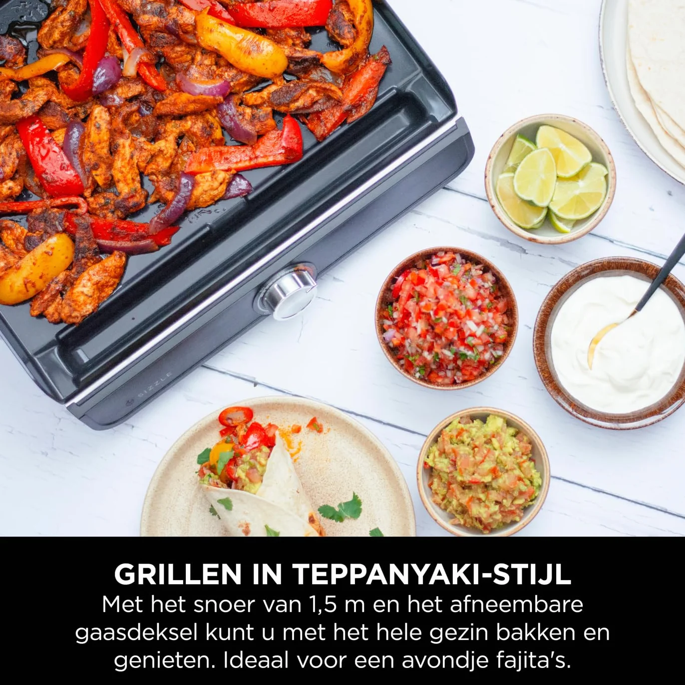 Ninja Sizzle GR101EU Elektryczny Grill Wewnętrzny i Patelnia z Wymiennymi Płytami Nieprzywierającymi, Taca na Tłuszcz, Kontrola Temperatury, Szary