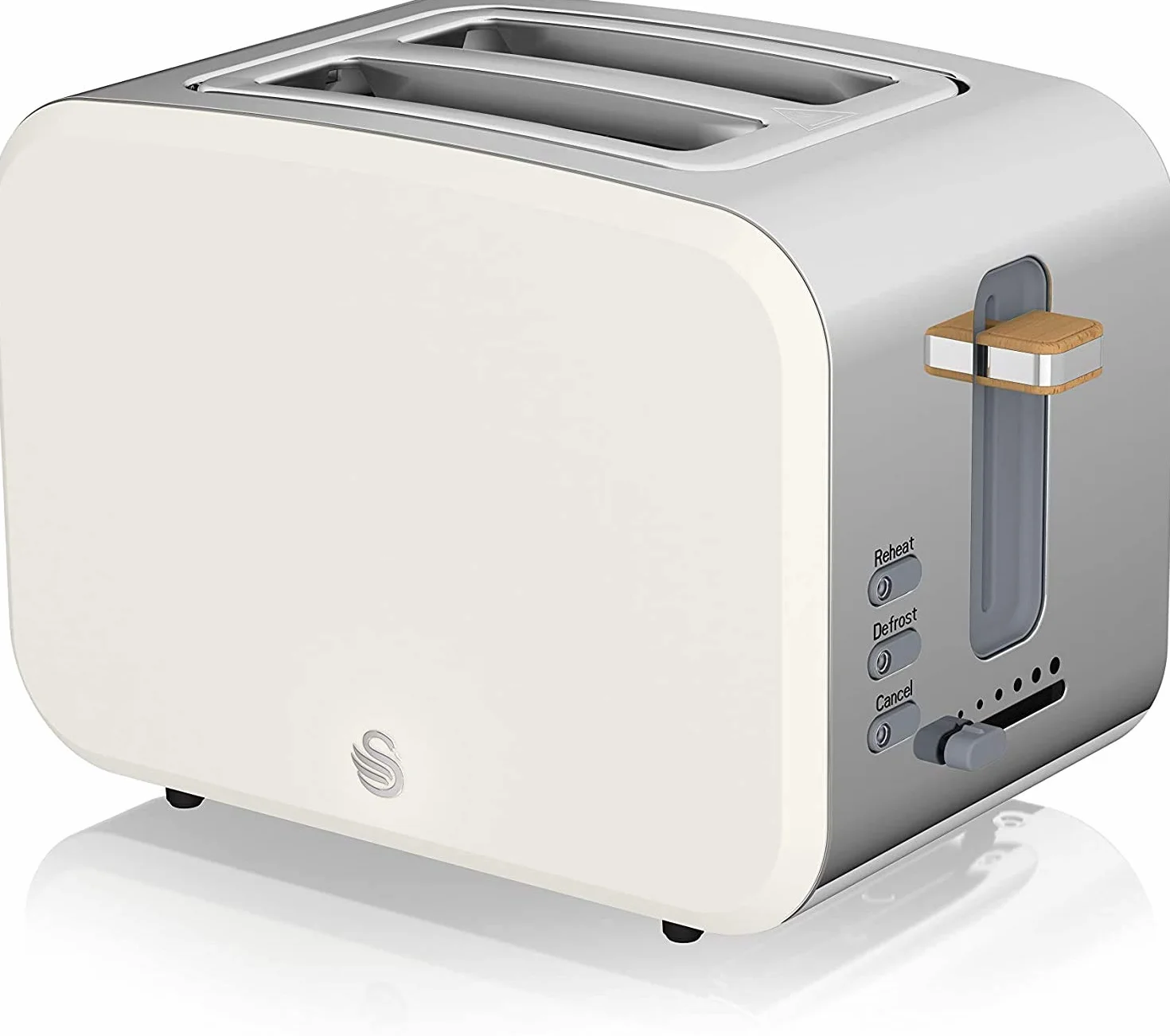 Swan Nordic zestaw śniadaniowy czajnik elektryczny 1,7 l, 2200 W, toster do chleba z szerokim otworem, 2 kromki, kuchenka mikrofalowa 20 l, cyfrowy, nowoczesny design, efekt drewna, biały