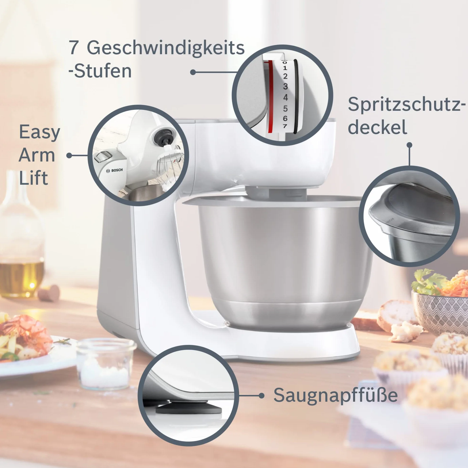 Bosch Robot kuchenny Serie 4 MUM58W20 1000 W misa stalowa 3,9 l