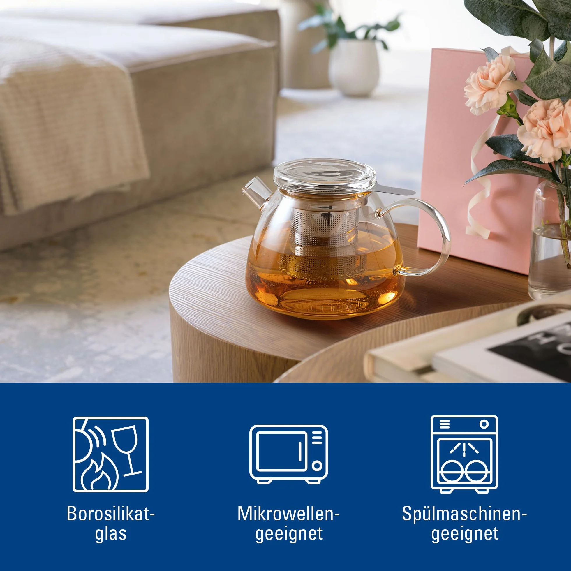 Villeroy & Boch - Artesano Hot&Cold Beverages dzbanek do herbaty bezbarwny, można myć w zmywarce i używać w mikrofalówce, dzbanek do kawy, zimnych i gorących napojów, dzbanek 1 l, szkło borokrzemowe