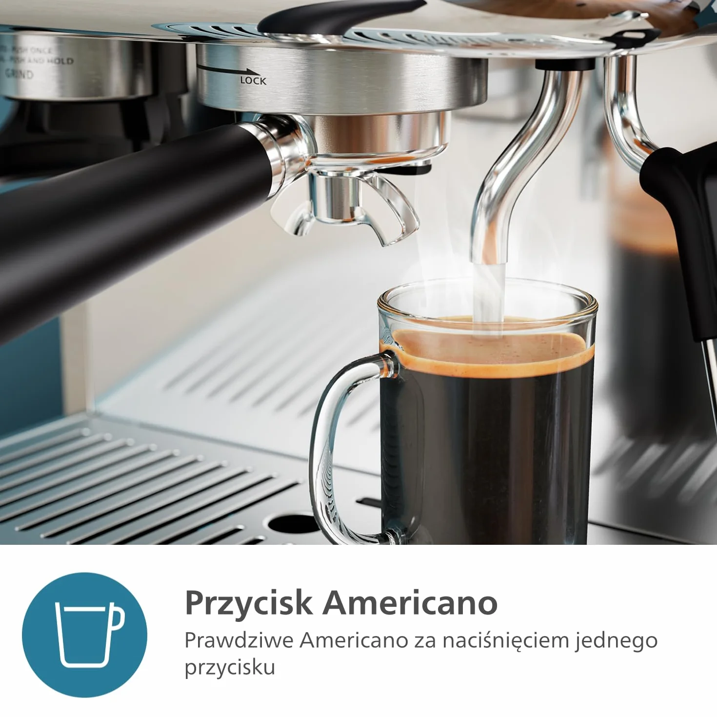 Philips Barista Brew Półautomatyczny Ekspres do Kawy Espresso Americano, Pojemnik 250g, Srebrny (PSA3218/01)