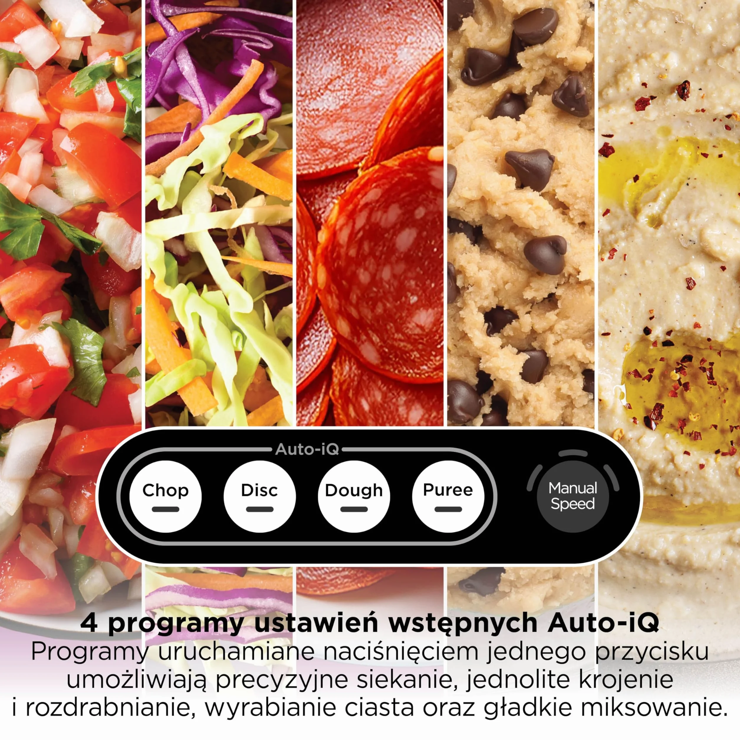 Ninja PrecisionPro robot kuchenny 2,1 l, 4 automatyczne ustawienia wstępne i ręczne ustawienia, przygotuj ciasto na pizzę i chleb, kroi warzywa i inne części nadające się do mycia w zmywarce, czarny