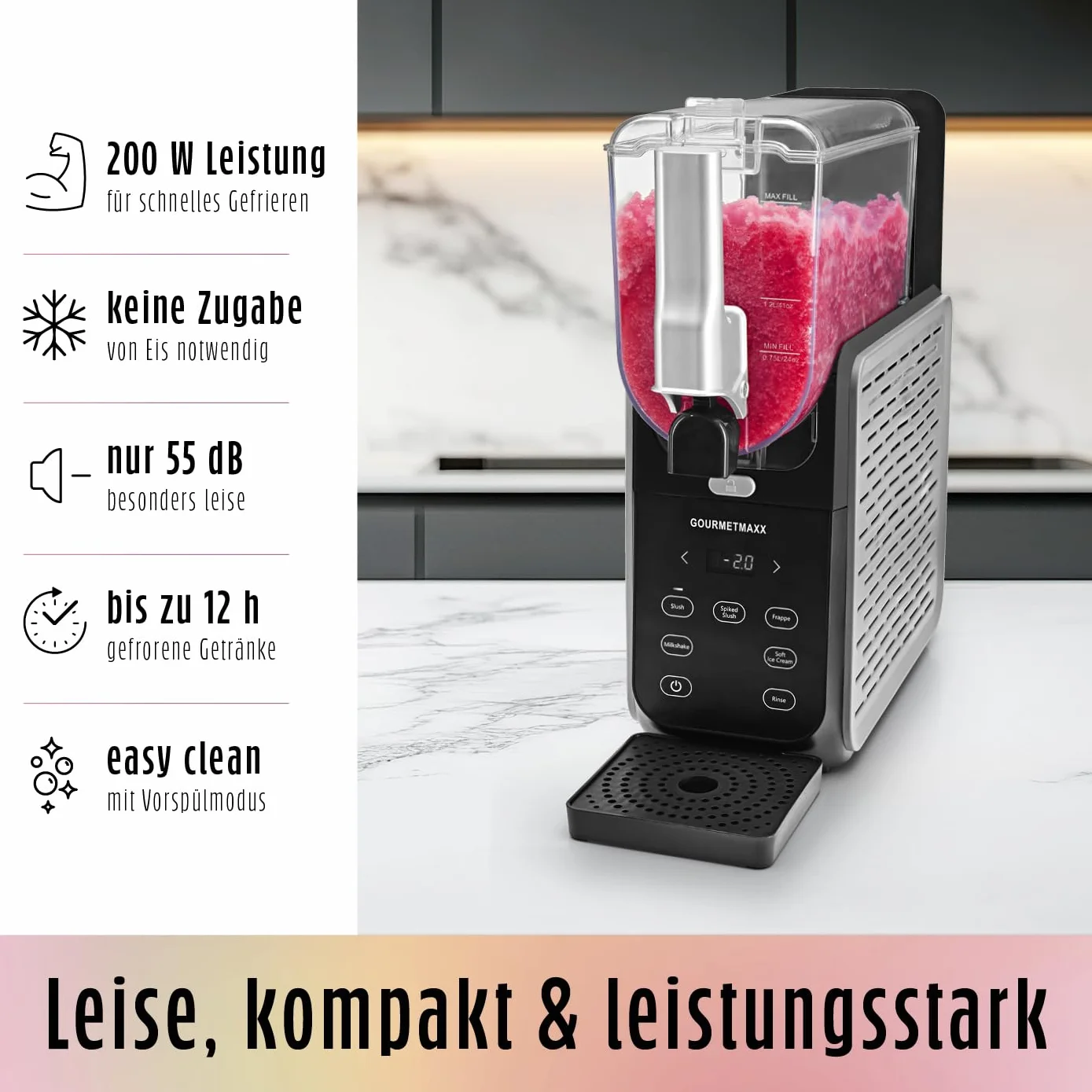 GOURMETmaxx FreezeUp Maszyna do lodów 2,8 l 5 trybów pracy elektryczna
