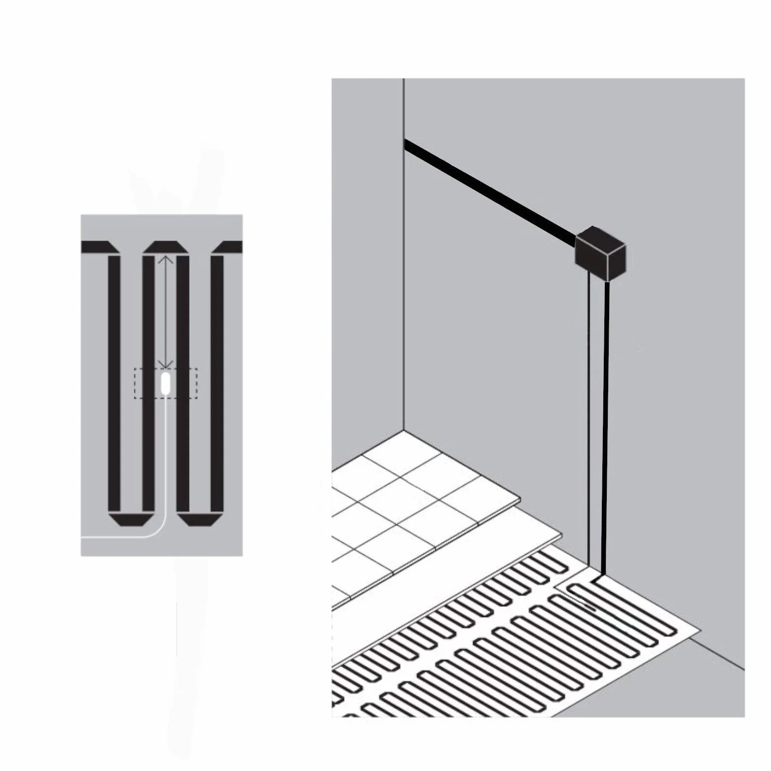 2 m² Mi-Heat 17/5 czarna 200 W/m² mata grzewcza z podwójnym kablem grzewczym | do ceramiki, kamienia naturalnego, betonu, marmuru, podłóg kamiennych