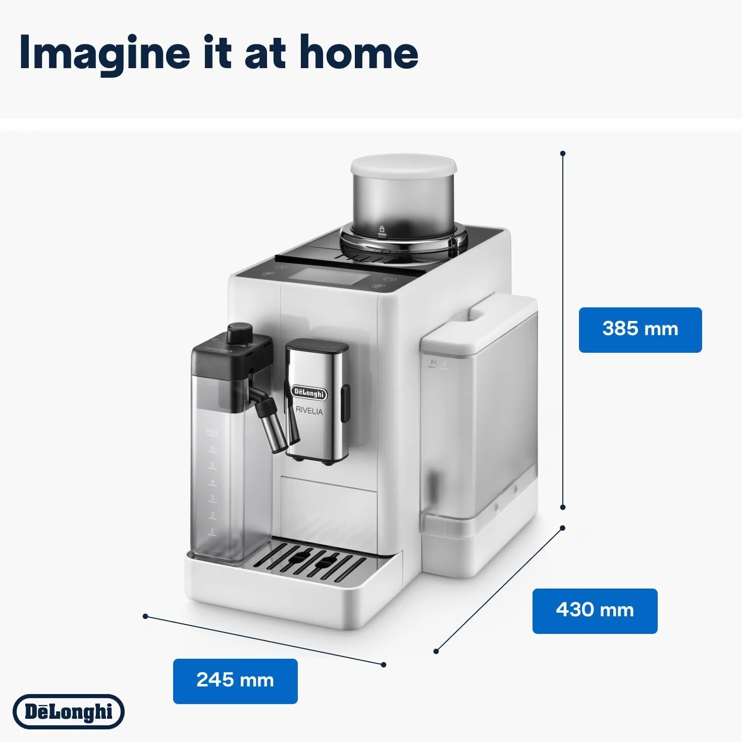 De'Longhi Rivelia EXAM440.55.W superautomatyczny ekspres do kawy z LatteCrema Hot, arktyczna biel