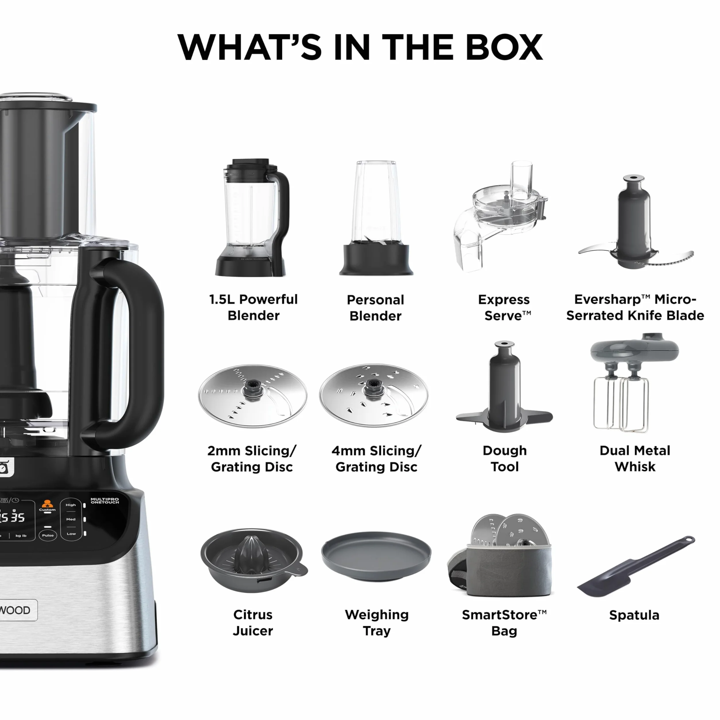 Kenwood MultiPro OneTouch FDM73.850SS wielofunkcyjny robot kuchenny 1000 W 13 akcesoriów srebrny