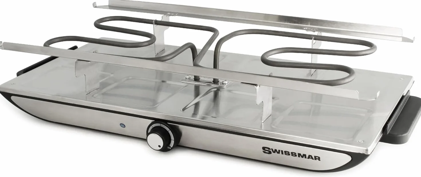 Swissmar Geneva Raclette 8-osobowy grill raclette 1400 W płyta grillowa z odlewu aluminiowego z powłoką zapobiegającą przywieraniu