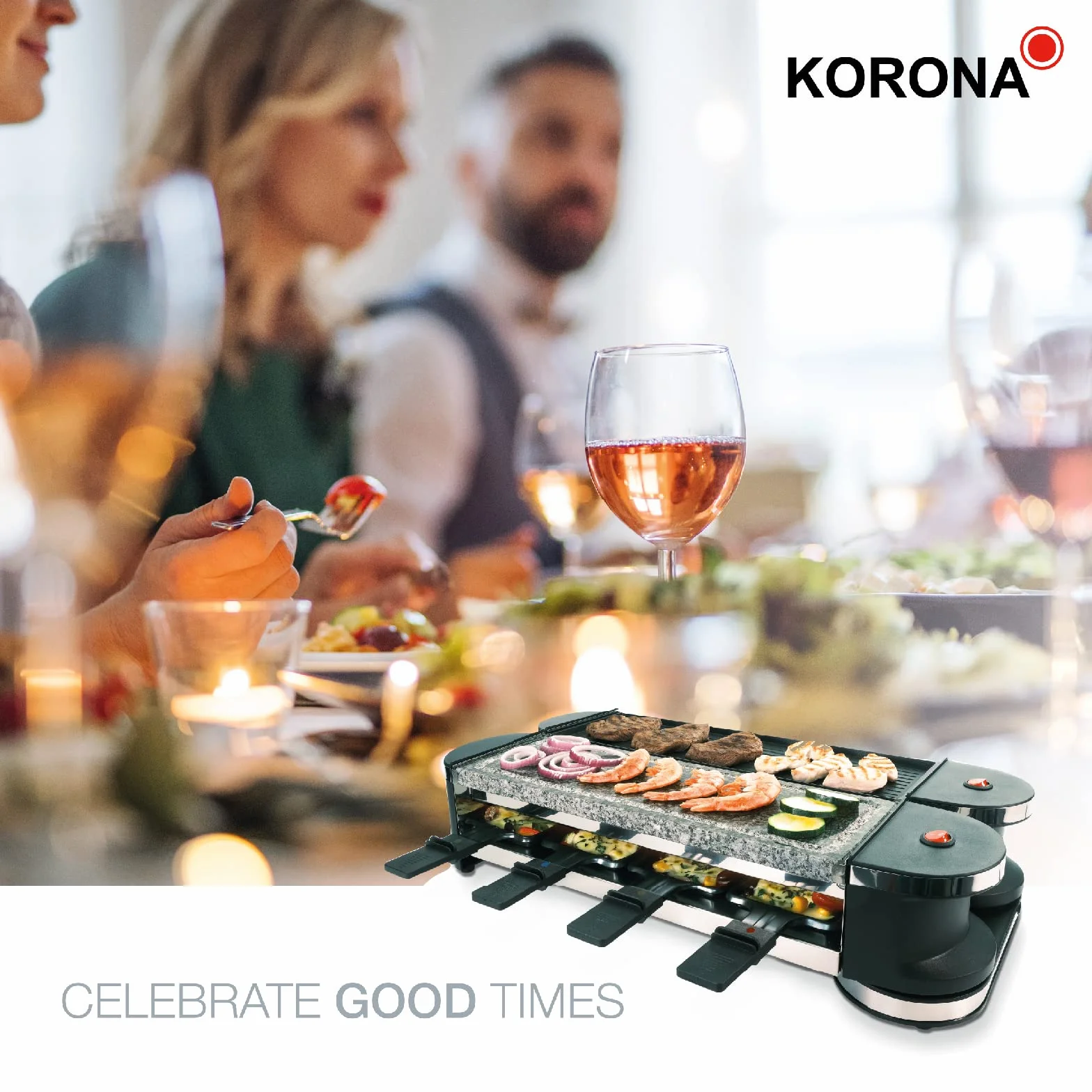 Korona 45071 obrotowa raclette dla 8 osób nieprzywierająca płyta grillowa kamień naturalny