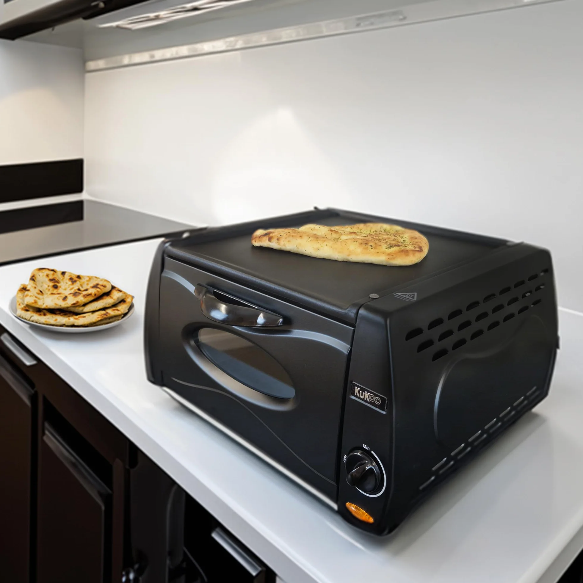 Piekarnik Tandoor Mini Elektryczna Maszyna do Chleba Pizza Chapati Roti Lahmacun Manakish Naan, Płyta Aluminiowa, Szkło