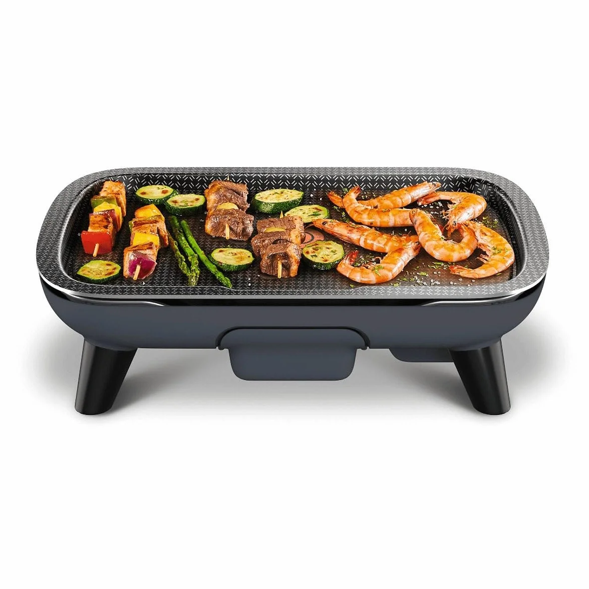 Tefal YY4507FB Smaki plancha elektryczna nieprzywierająca powłoka Titanium Force, termostat regulowany, płyta zdejmowana, kompatybilna z zmywarką, czarna