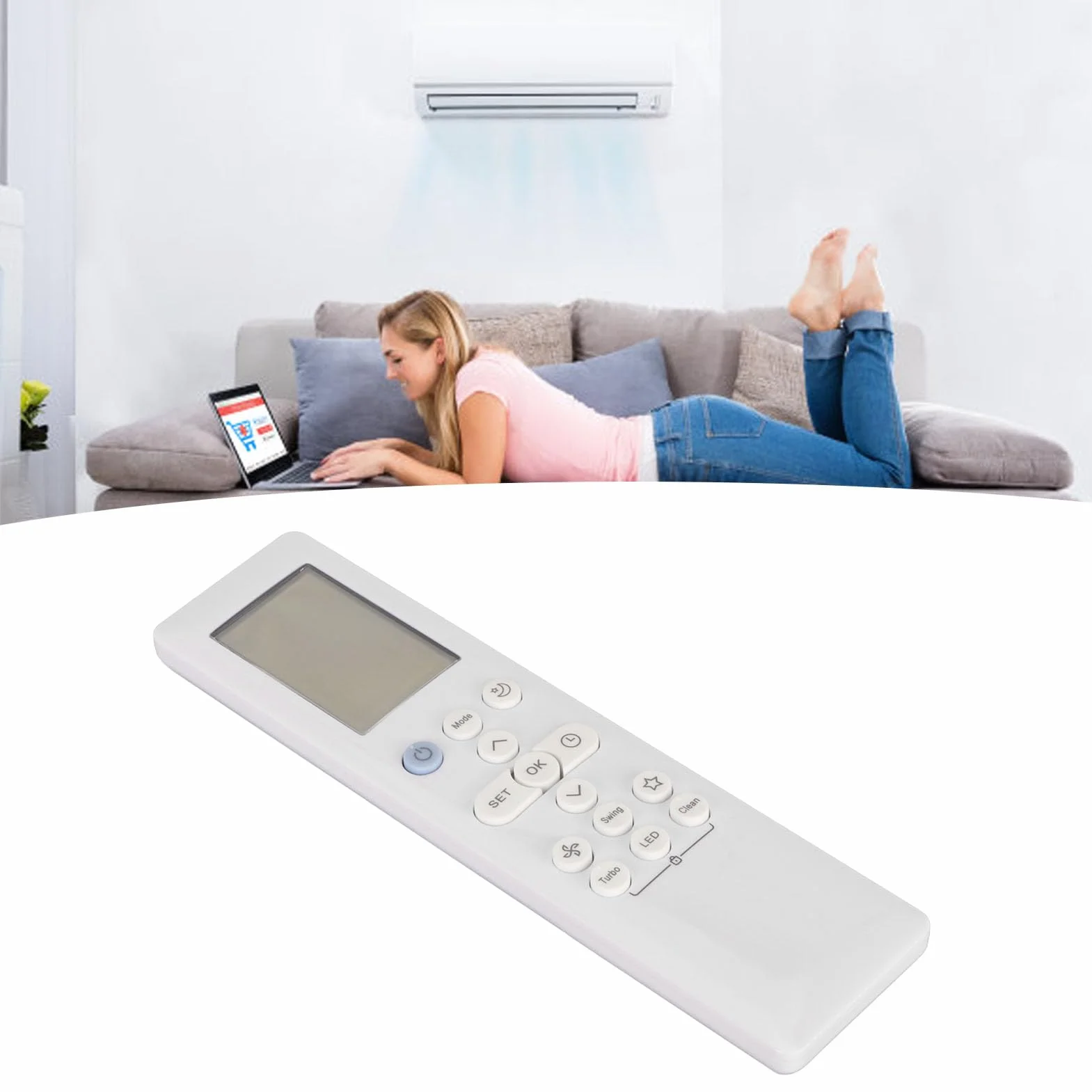 RG10B E2 BGEF Pilot do Midea, Ulepszony Uniwersalny Pilot AC do Klimatyzatora, Ergonomiczny Zamiennik Pilota do Domowego Biura