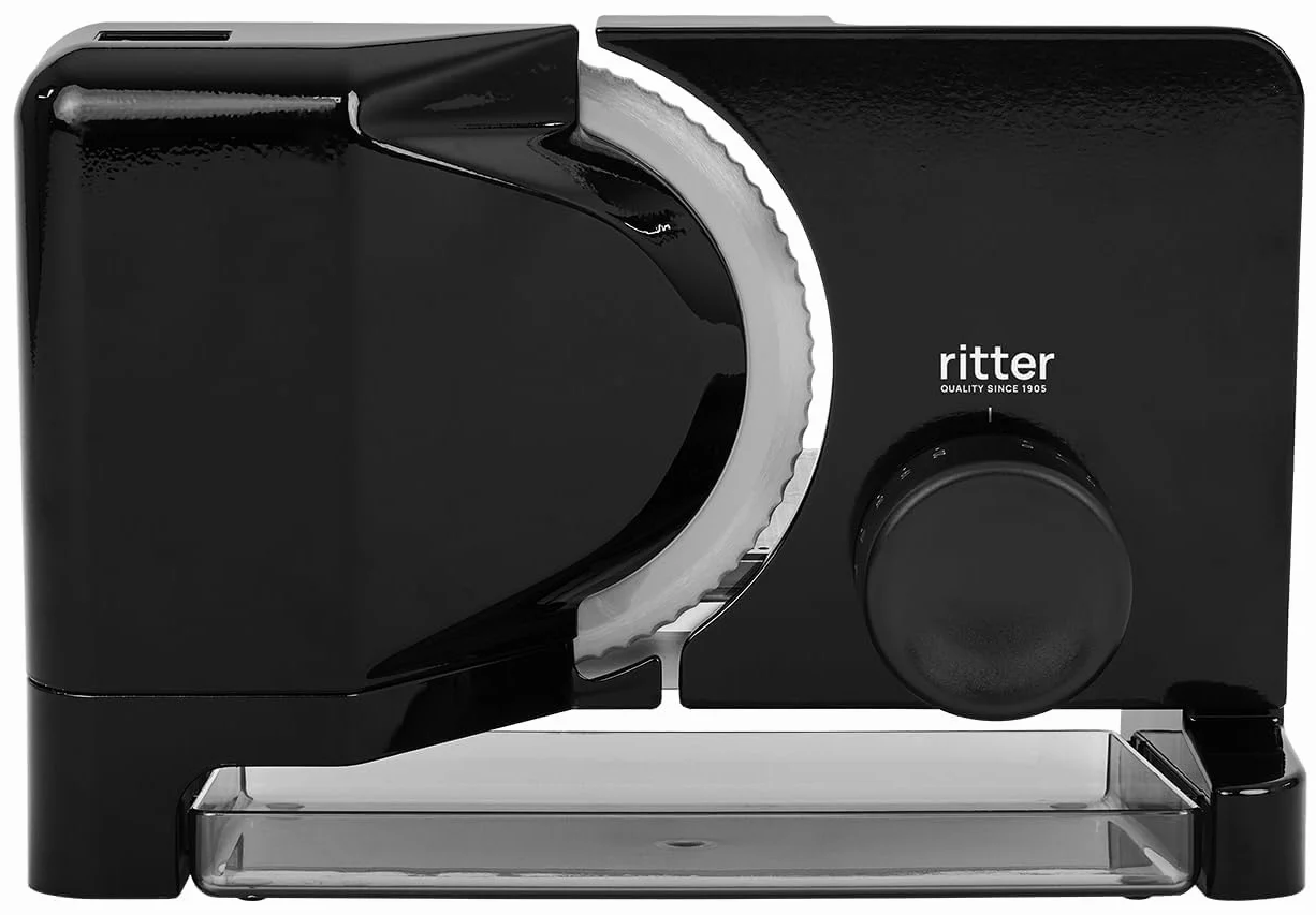 ritter E 16 Duo Plus elektryczna krajalnica do chleba, wędlin i sera, wykonana z metalu, z silnikiem ECO, Made in Germany, czarna