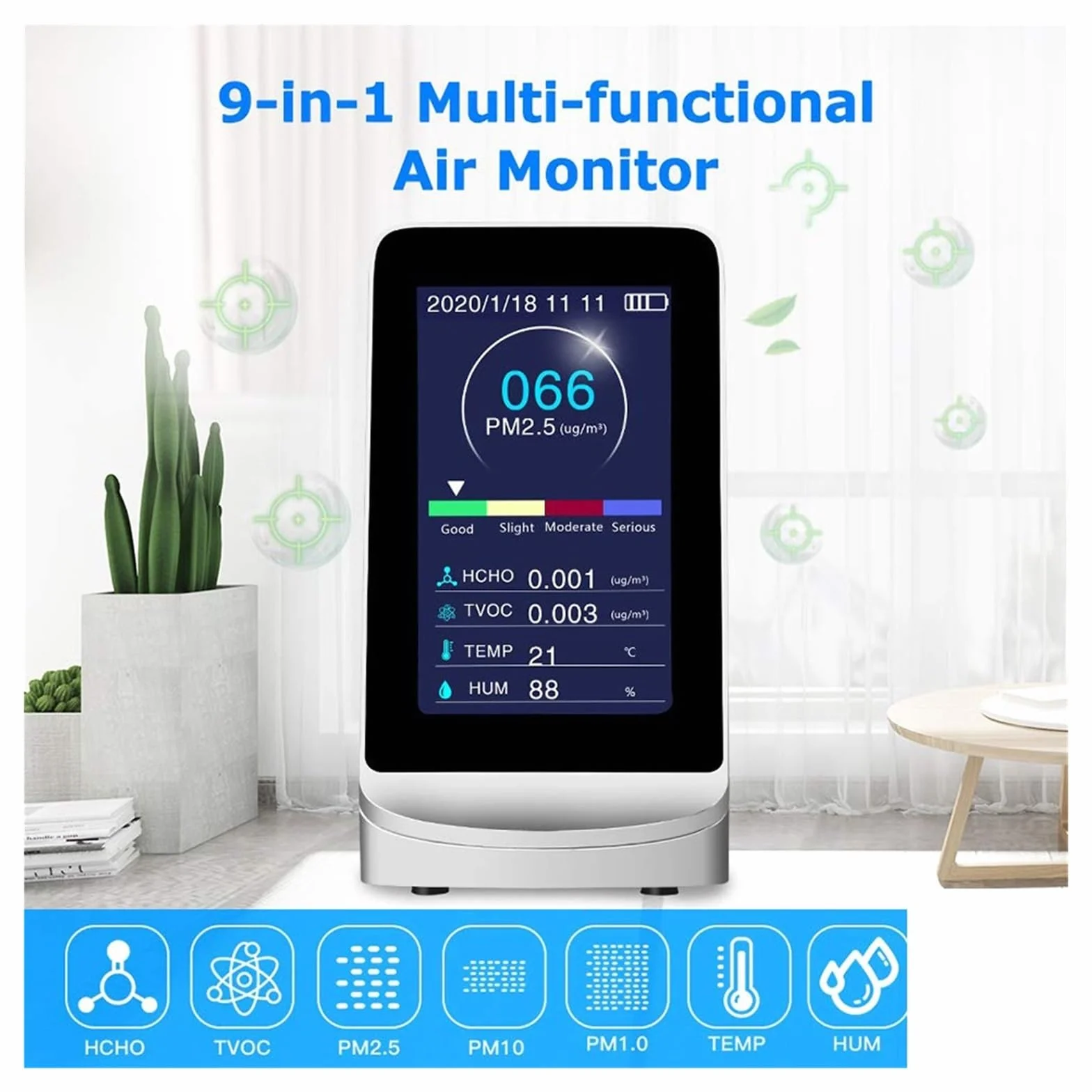 Monitor jakości powietrza Detektor jakości powietrza Pm2.5 1.0 10 analizator gazu Monitor formaldehydu Tvoc Hcho Pm 2.5 Co2 czujnik miernik analizator Tester