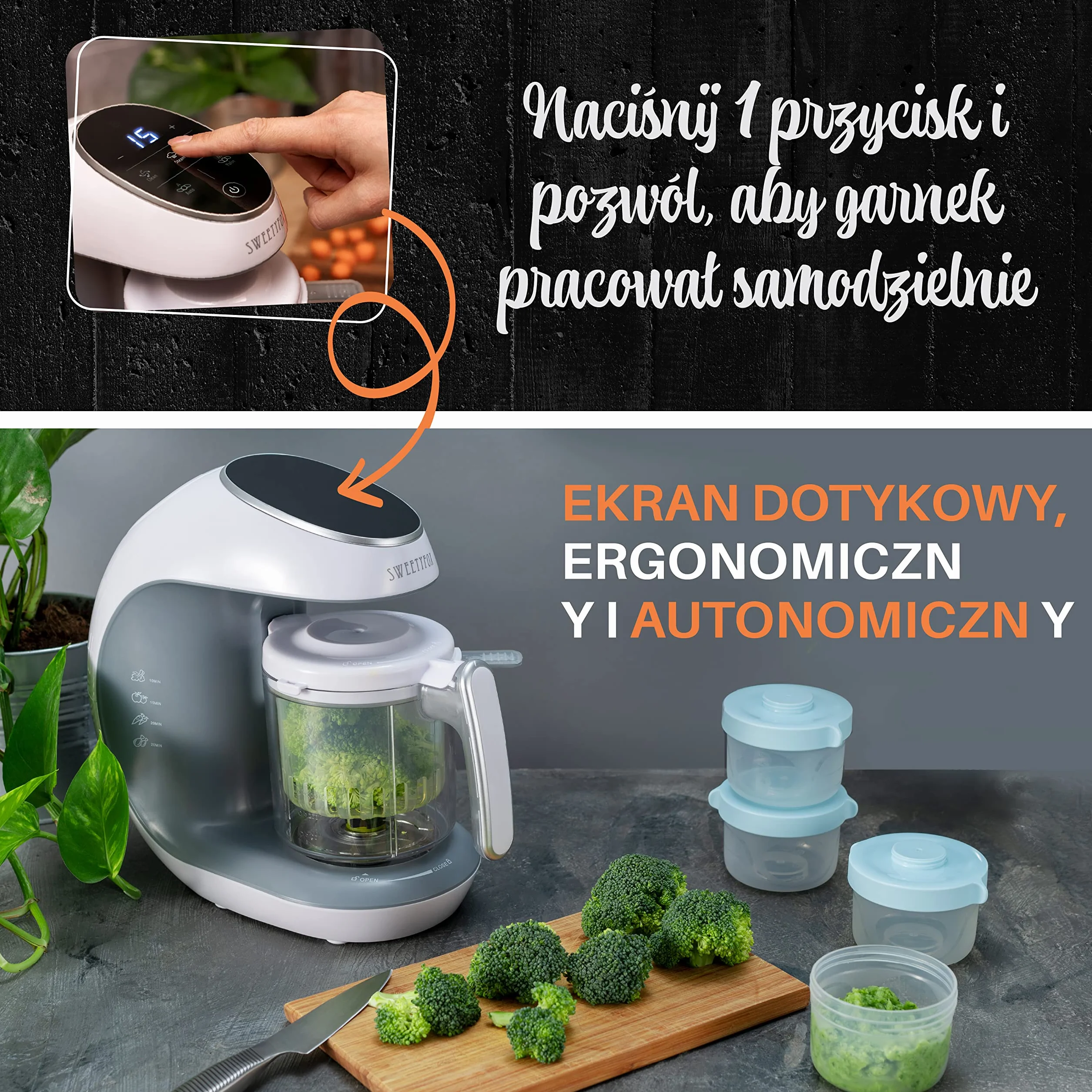 Sweety Fox Wielofunkcyjny robot do posiłków dla niemowląt 7 w 1 parowar mikser sterylizator butelek podgrzewacz