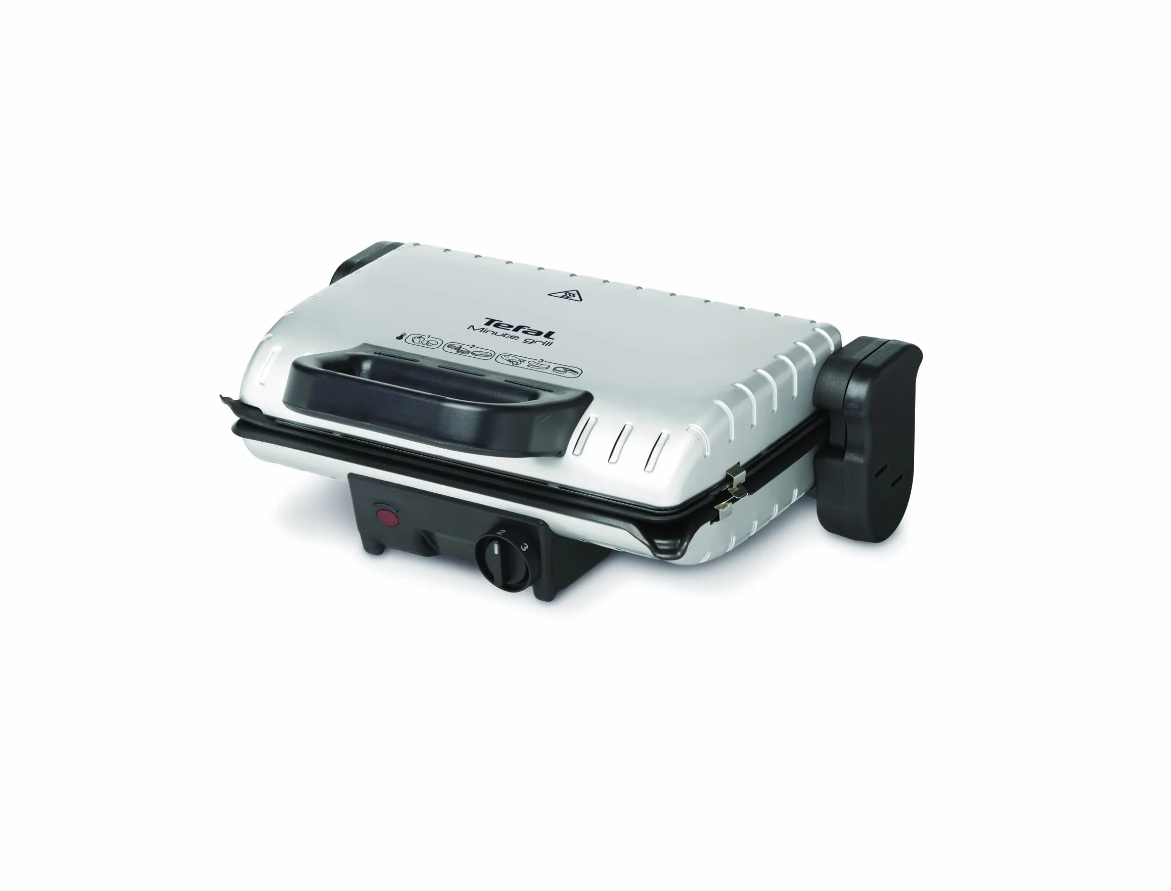 TEFAL GC2050 Grill Minute, Grill elektryczny 1600 W, 2 tryby grillowania, 3 pozycje termostatu, płyty z powłoką nieprzywierającą, srebrny