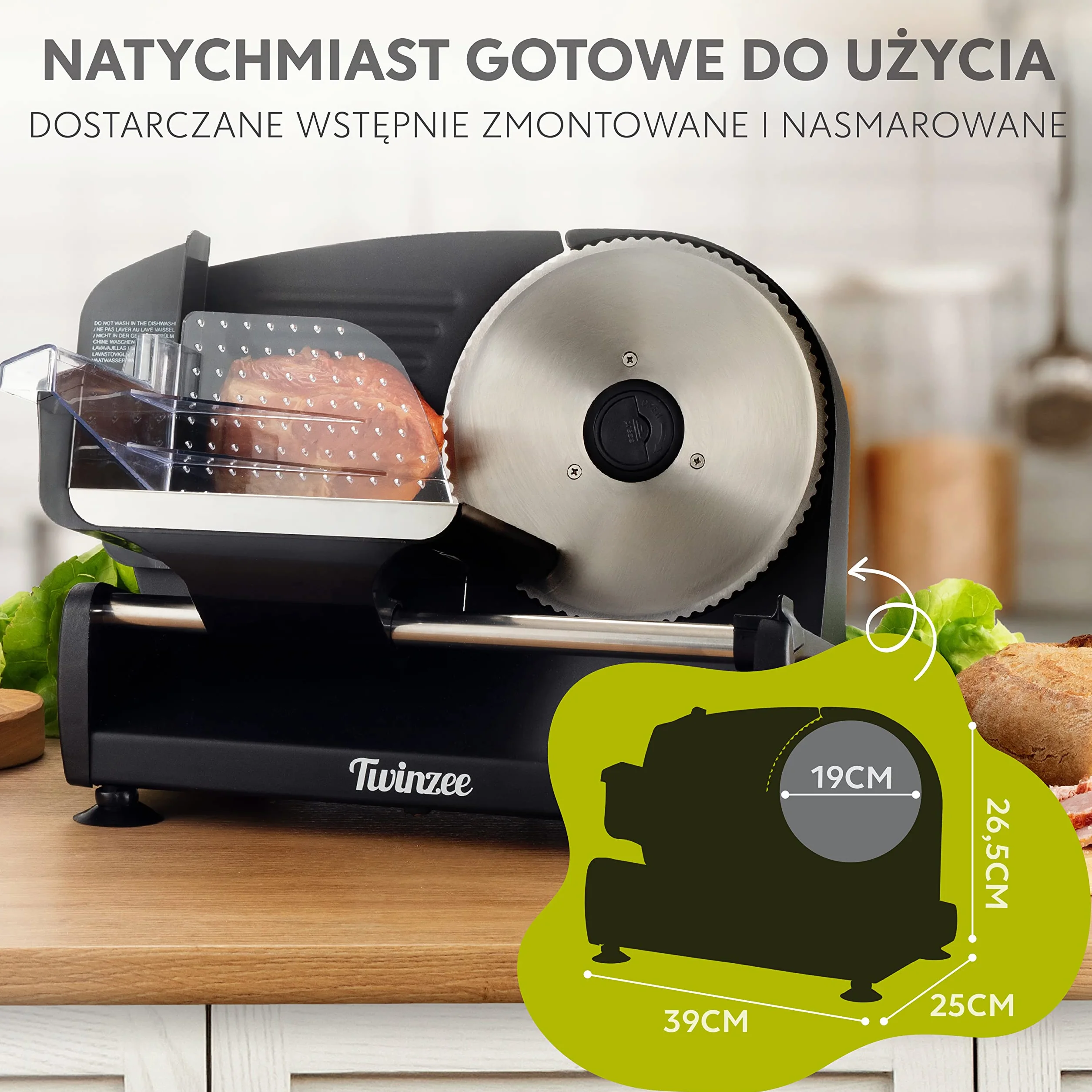 Elektryczna krajalnica ze stali nierdzewnej, regulowany robot kuchenny o zakresie krojenia od 0 do 15 mm, 2 ostrza, maszynka do krojenia kiełbasy, chleba, szynki, elektryczny nóż do mięsa i sera