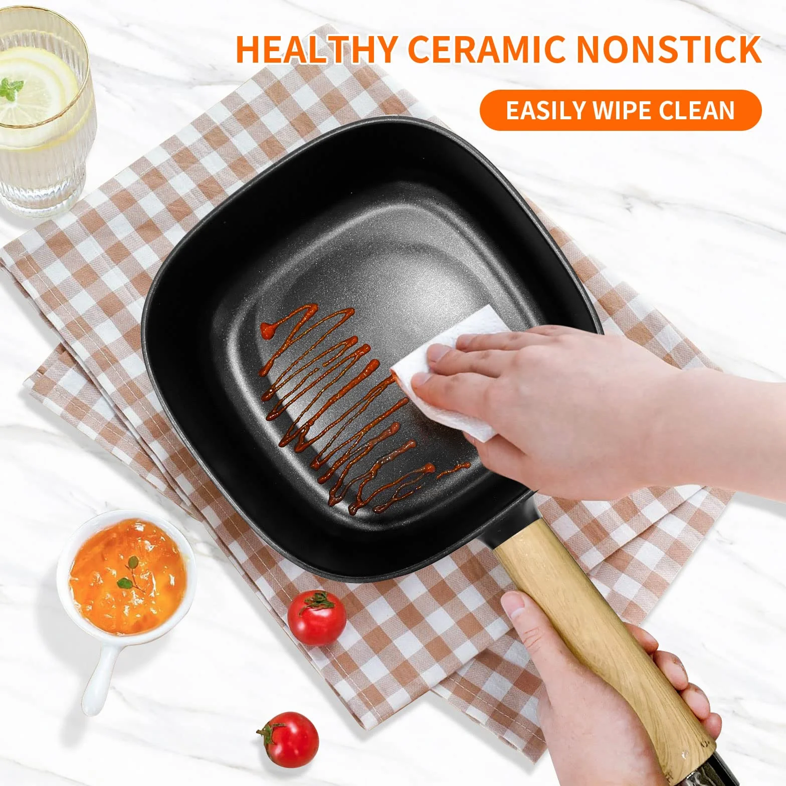 Audecook Elektryczny gorący garnek, glazura ceramiczna, nieprzywierająca patelnia, przenośny multicooker podróżny do ramenu, steków, jajek, smażonego ryżu, płatków owsianych, zupy, 350 W/800 W (czarny