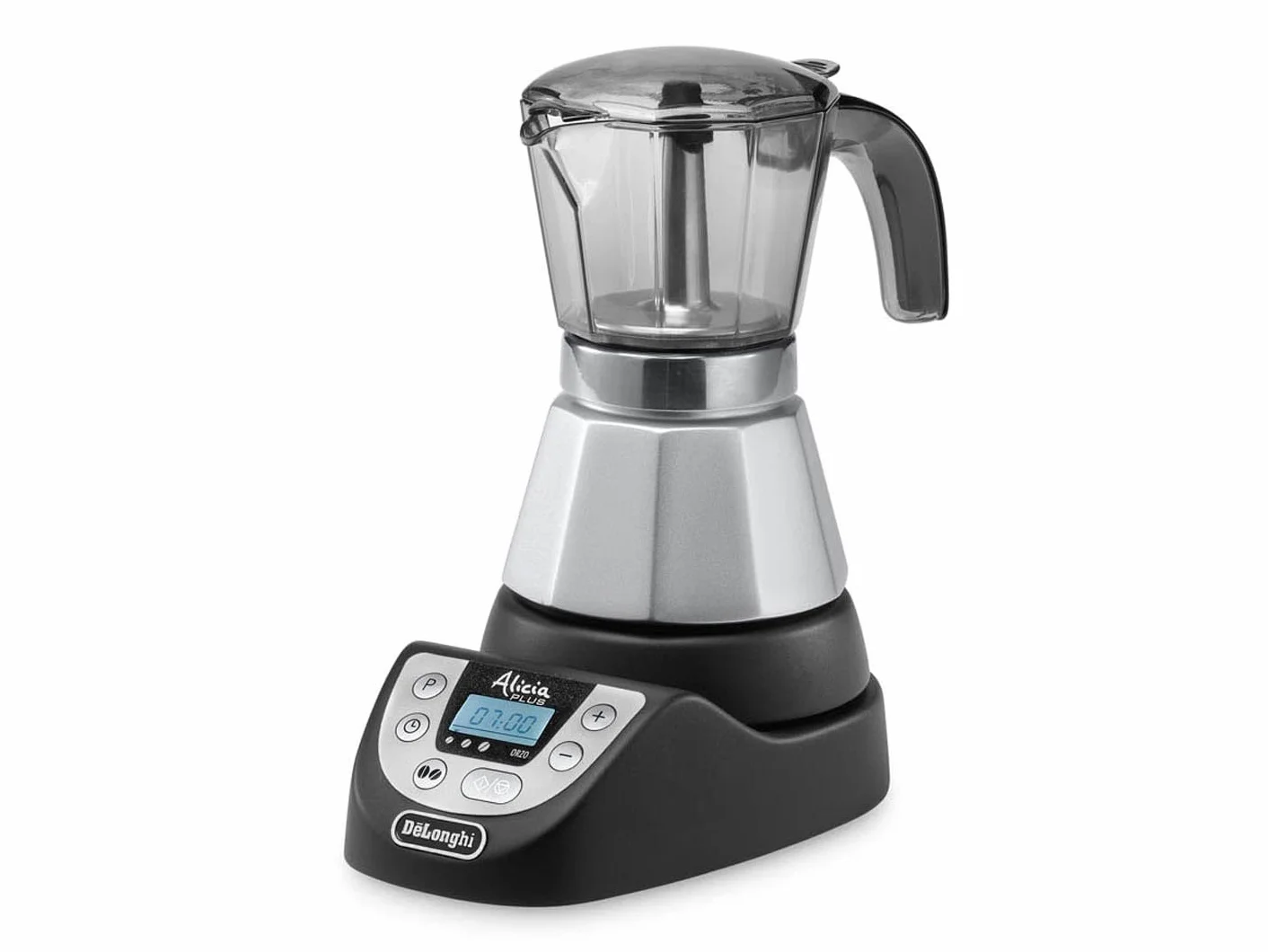 De'Longhi EMKP42.B Alicia PLUS elektryczny ekspres do kawy Moka, 450 W, 2-4 filiżanki, tworzywo sztuczne, czarny/srebrny czarny
