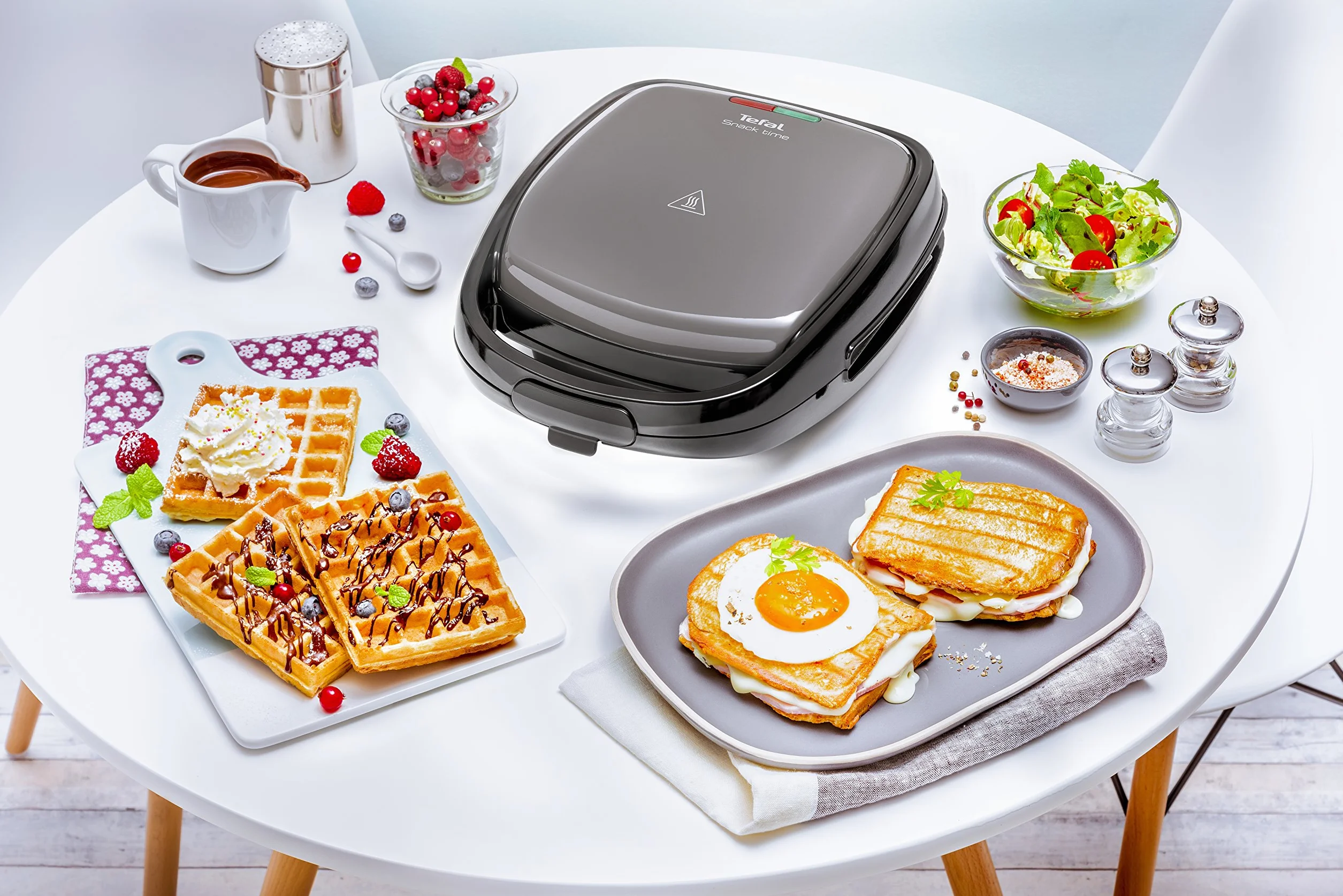 Tefal SW341B Snack Time Gofrownica i Opiekacz 2 w 1, moc 700 W, snack collection, czarny